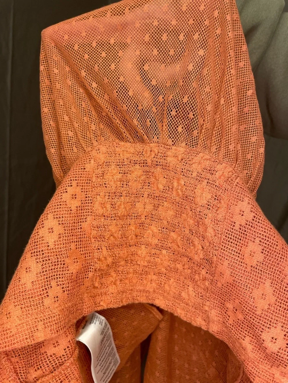 Free People Terra Cotta Puff-Sleeve Smocked Crop Top